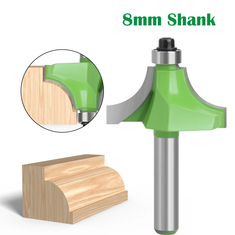 

1PC 8mm Shank Corner Round Over Edging Wood Router Bit 2 Flute Corner Round Cove Box Bit Woodworking Tenon Milling Cutter Tool