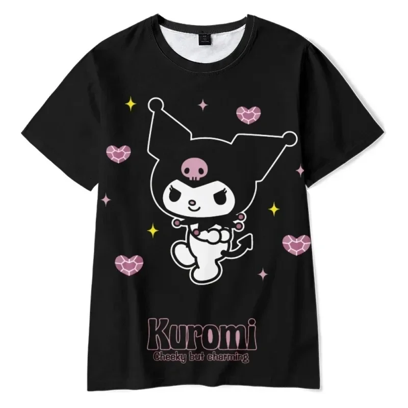 

MINISO Anime Cartoon Summer Kuromi T-Shirt My Melody hello kitty 3D Printed Cartoon Clothes Kids Girls Boys Fashion T-Shirts