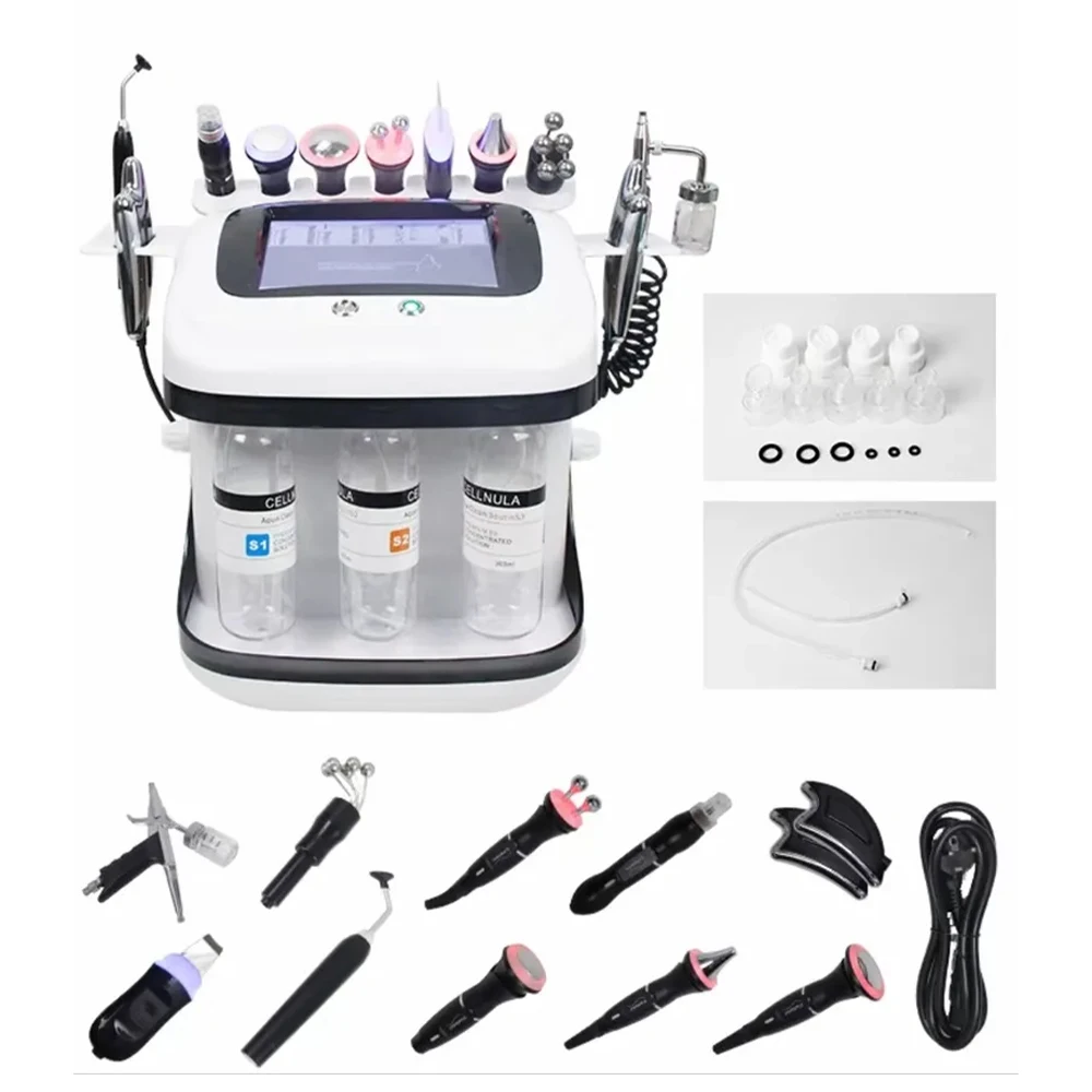 Portab 10 In 1Hydrogen Oxygen Dermabrasion Machine H2O2 Small Bubble Moisturizer Facial Beauty Device Aqua Peeling Skin Care Spa
