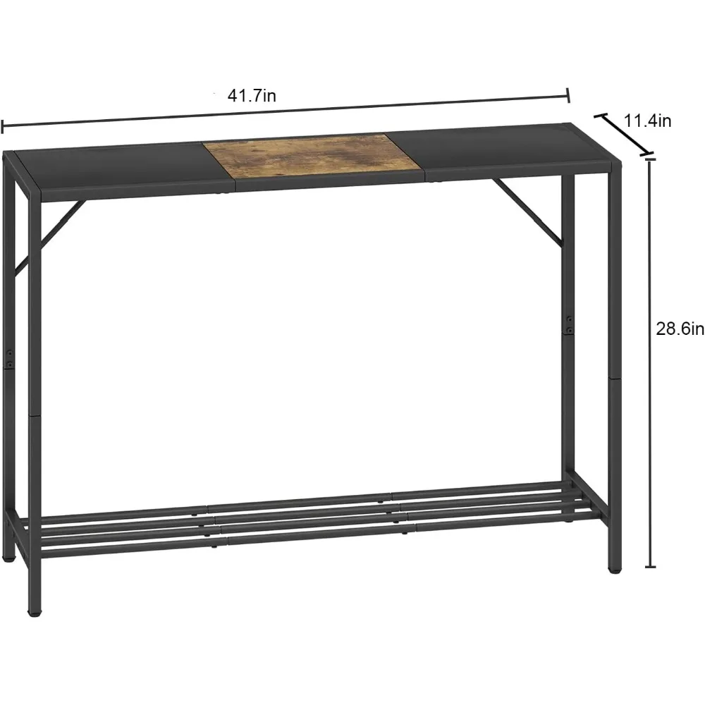 Console Table, 41.7" Industrial Entryway Table with Shelf, Narrow Sofa Table for Hallway, Entrance Hall, Foyer, Corridor