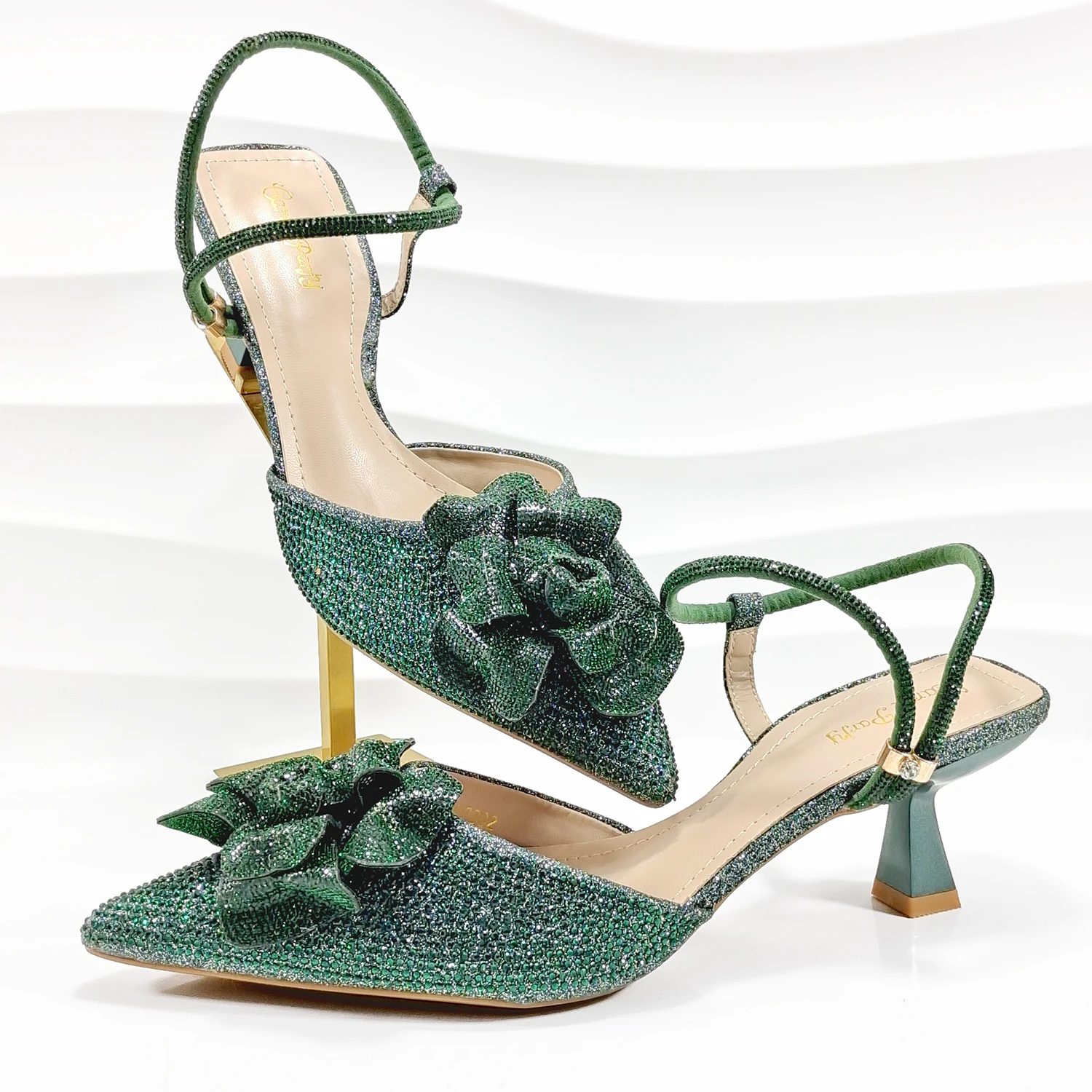 QSGFC Italian Style Evening Party Shoes And Bag Set Rhinestone With Shoes Elegant Comfortable Women Heeled Women