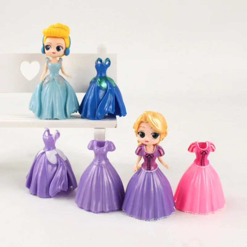 24pcs/set 5-8cm Princess Figure Toys Snow White Sofia Belle Cinderella  Alice Anna Sleeping Beauty Dress Changeable Gift - Realistic Reborn Dolls  for Sale