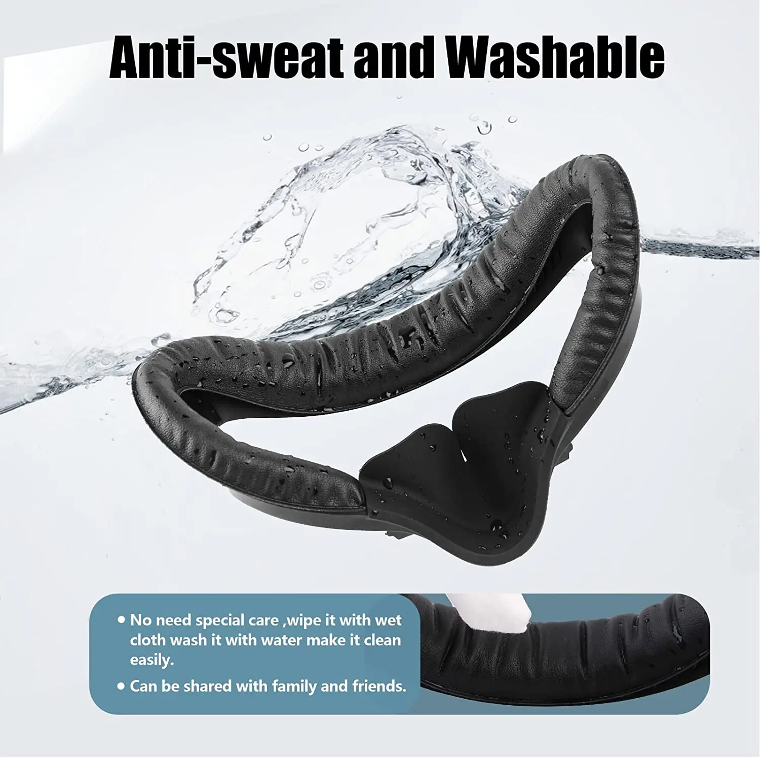 VR Face Pad Hanpusen Face Cushion Pad Oculus Quest 2 Accessory VR Fitness Facial Interface Bracket Cover Sweat Proof PU Leather Foam Pad