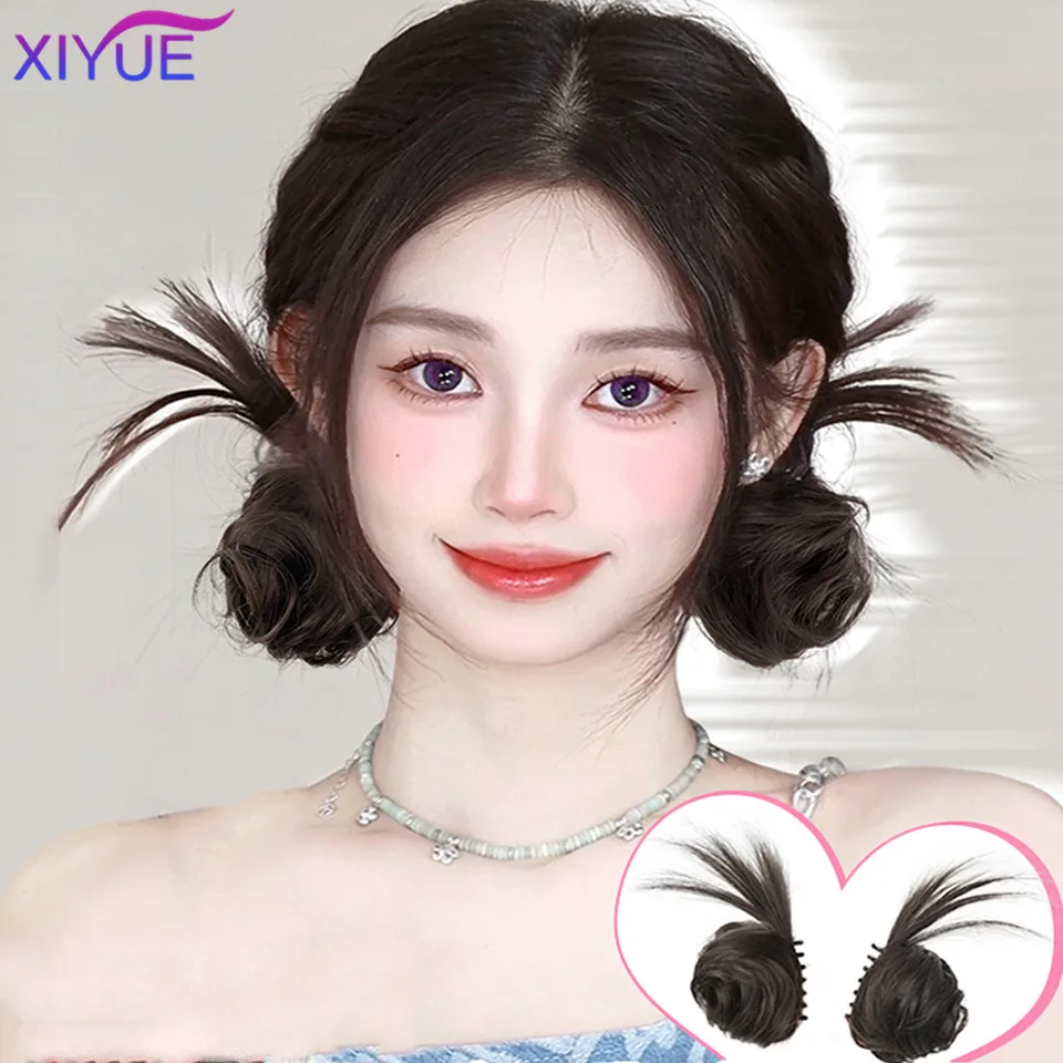 

XIYUE Chicken Feather Clasp Double Ball Hair Wrap One Piece Spicy Girl Shuttlecock Head Chicken Feather Hair Clip Ball Head Wi