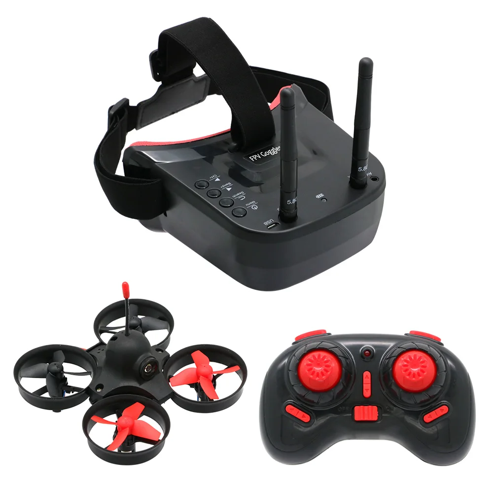 RTF 마이크로 FPV RC 레이싱 쿼드콥터 장난감, 5.8G S2 800TVL 40CH 카메라 포함, 3 인치 LS-VR009 FPV 고글 VR 헤드셋 헬리콥터 드론 