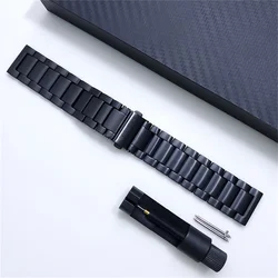 Luxury Titanium Metal Watch Strap with Quick Release (22mm) for 22 universal (Black)