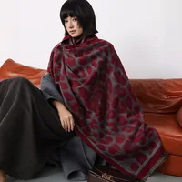 New 2026 Women's Autumn Winter Faux Cashmere Shawl Warm Jacquard Scarf Leopard Pattern Versatile Blanket Use Neck Protection