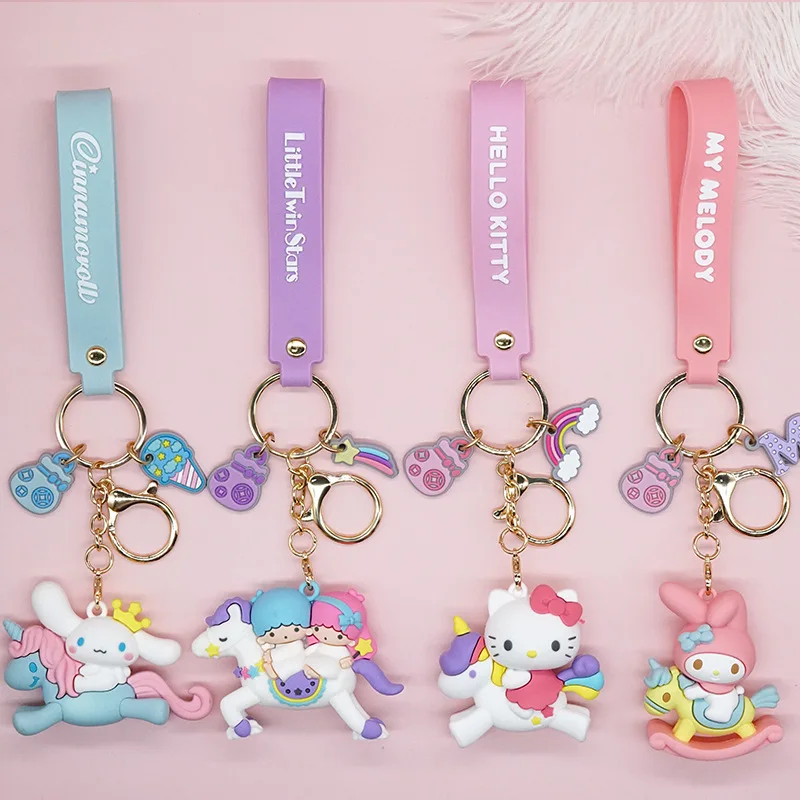 Kawaii Sanrioed Keychain Cute Hellos Kittys My Melody Cinnamoroll
