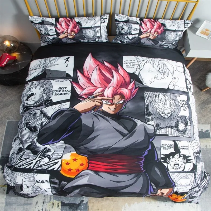 

Dragon Ball animation peripheral Sun Wukong cartoon bed four-piece set personalized quilt cover sheet three-piece bedding set