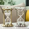 Glass Empty Hourglass Bottle Silver Container Three Pillars Sandglass Metal Timekeeper European Home Decoration Sand Clock Timer 2