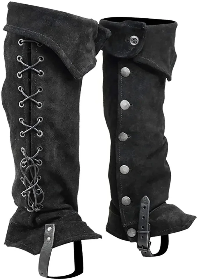 Faux Cuir Lacées Style Médiéval Bottes Vintage Unisexe JULEYA - Faux Cuir - Style Médiéval - Cosplay Halloween - Tige Haute Bottes Hautes
