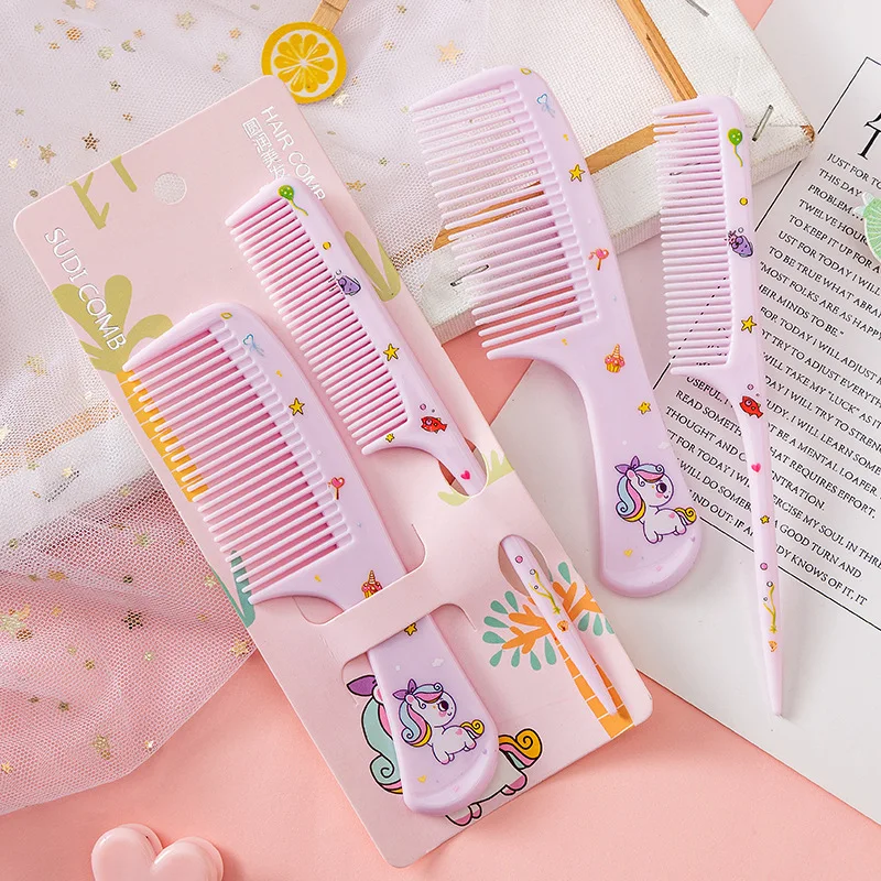 

2Pcs/set Anti-static Untangling Hair Brush Health Care Tools Cute Cartoon Kids Hairdressing Hairbrush Comb for Girls Women Stuff