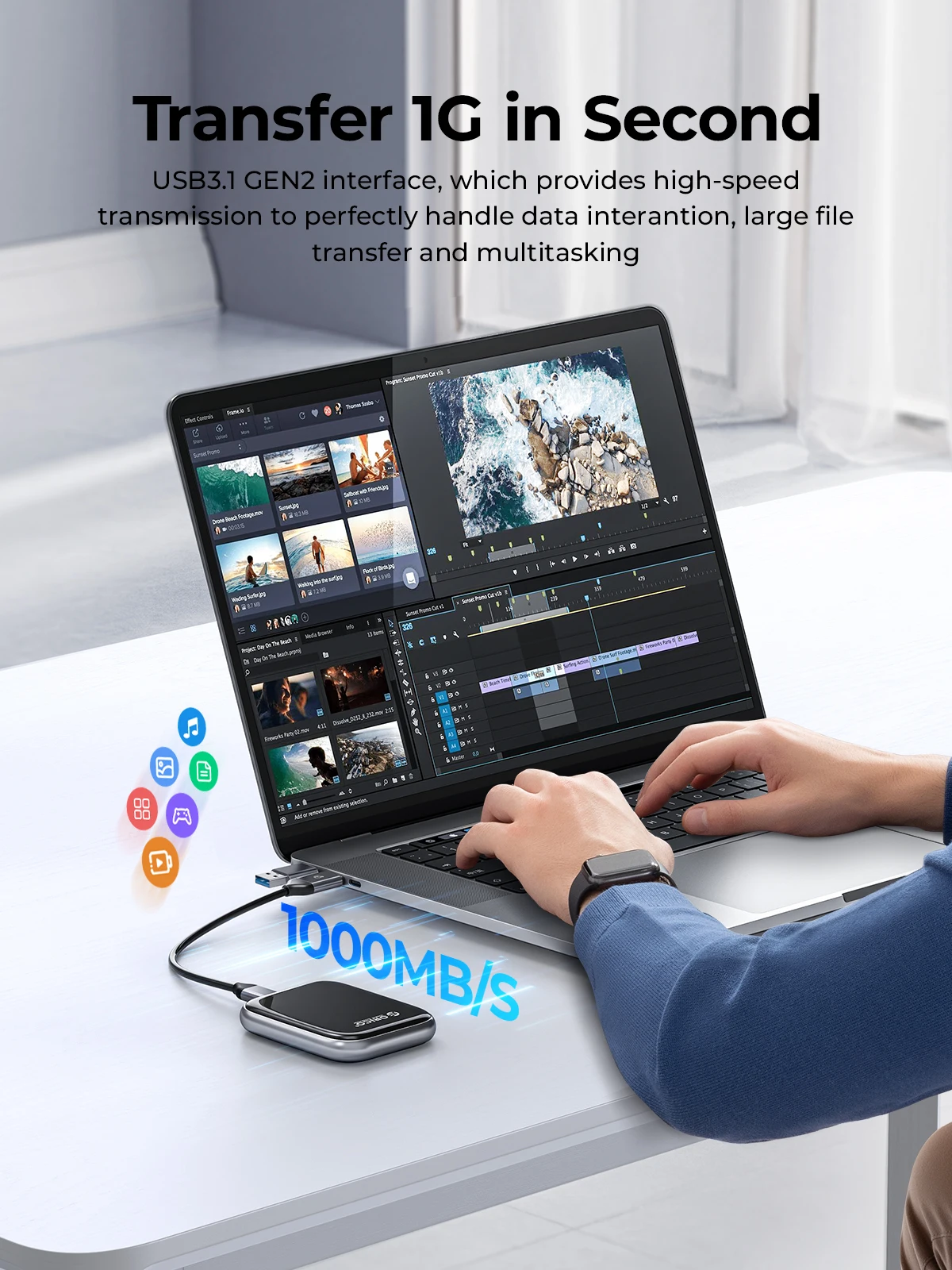 Orico-ssd Portátil Beetle para Macbook Air Pro Laptop Unidade de Estado Sólido Externo Tipo-c Pssd Usb 3.2 2tb 1tb 512gb 1000 mb s - Imagem 5