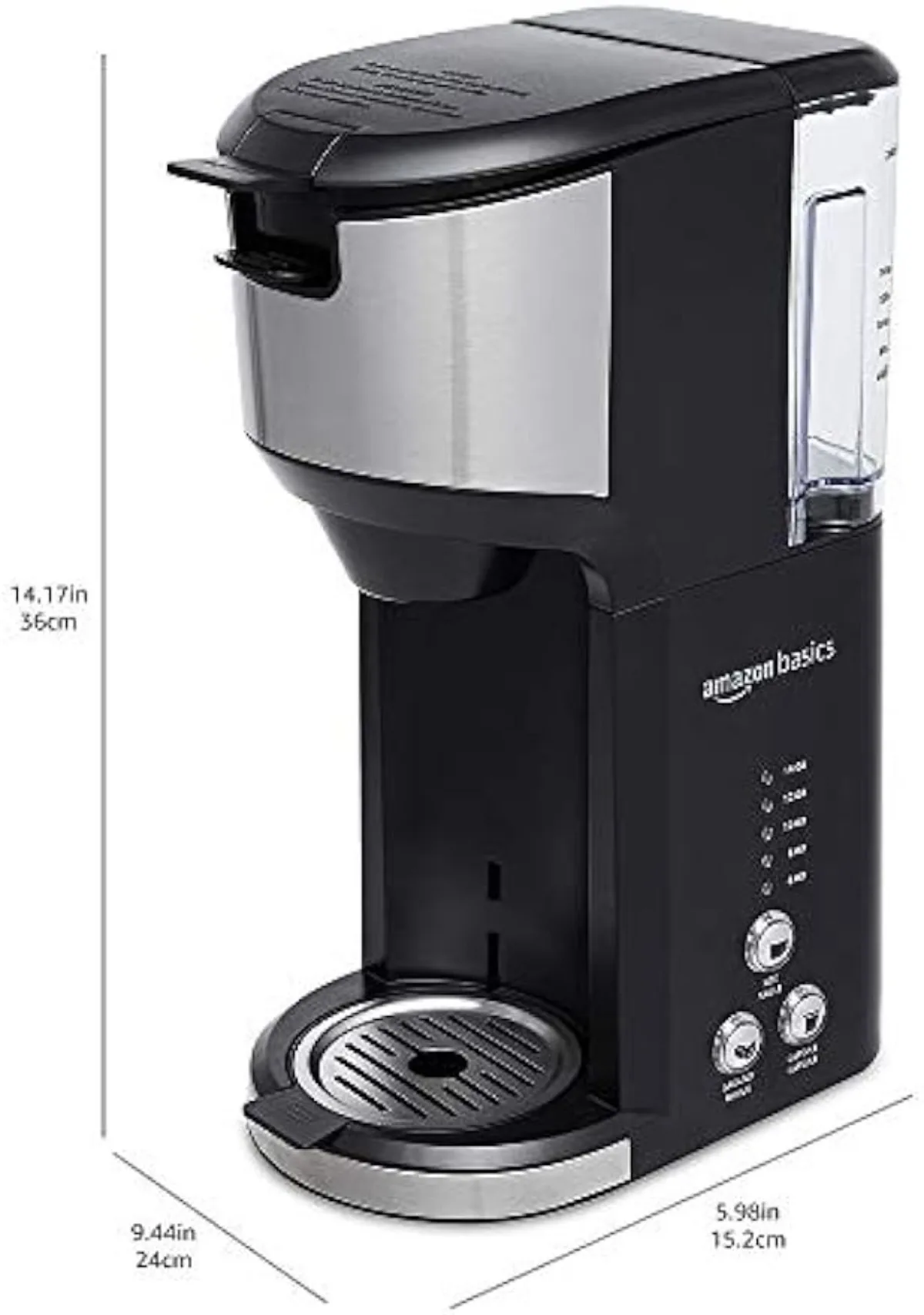 Dual Brew Single Serve Capsule Coffee Maker, 14 oz, Black and SS, 5.98"D x 9.44"W x 14.17"H | USA | NEW 5