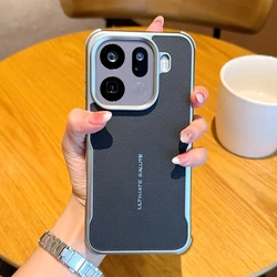 Magnetic Blade PU Leather Case with Silver Bezel Lens Bumper Cover for OPPO Find X9 (Black)