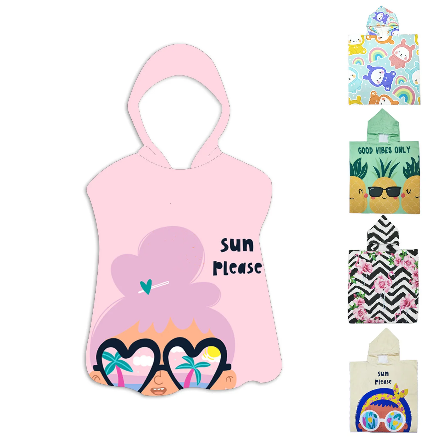 Cartoon Children's Hooded Cloak Baby Shower Water Absorbent Quick Drying Beach Scarf Cloak Bathrobe Wearing Bathrobe