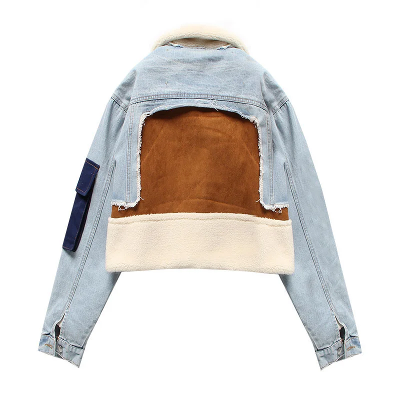 patchwork denim jacket - true deals club