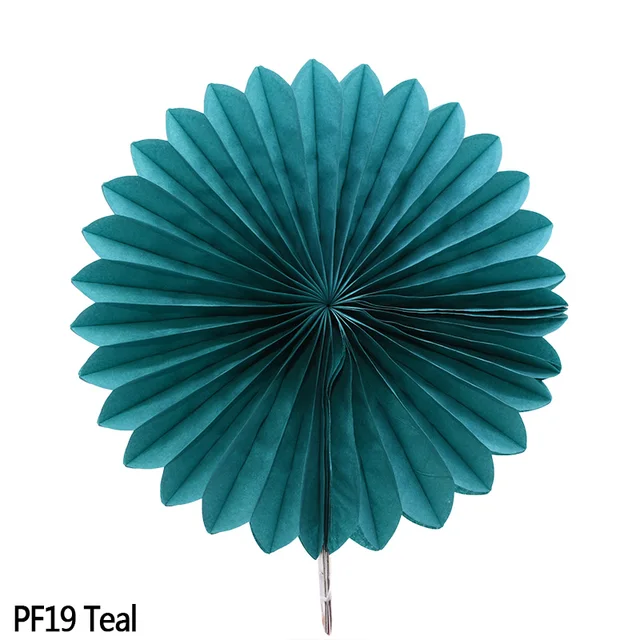5pcs 10-30cm Color Tissue Paper Cut-Out Paper Fans Pinwheels Hanging Flower Paper Crafts for Wedding Party Birthday Decor Suppli PF19-Teal