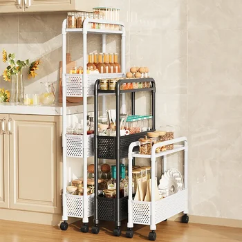 Scaffale mobile con ruote Carrello a spazio stretto Scaffale di stoccaggio multistrato Cucina Bagno Carrello di stoccaggio a 2/3/4 livelli Carrello con rotelle