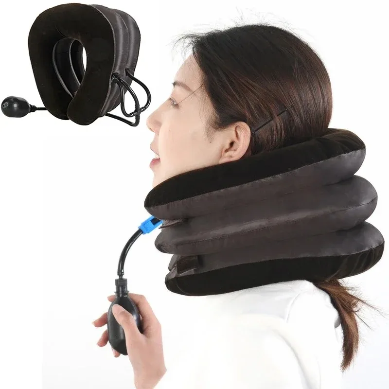 Inflatable Cervical Neck Traction Device Universal Fit for Neck Pain Relief Spine Alignment Posture Correction