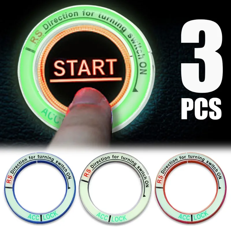 

Car Ignition Keyring Luminous Sticker Automatic Ignition Switch Aluminum Alloy Protective Decal Car Interior Styling Decoration