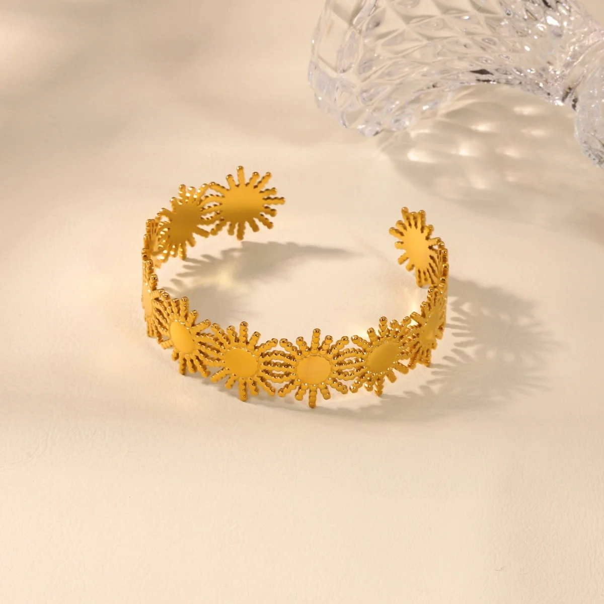 Vintage Spliced Sun Bangles Women Stainless Steel Geometric Bracelet