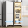 Modern Metal Kitchen Cabinets Multi-layer Storage Rack with Wheels Refrigerator Seam Cabinet Home Kitchen Bowl Storage Cabinet Q 4