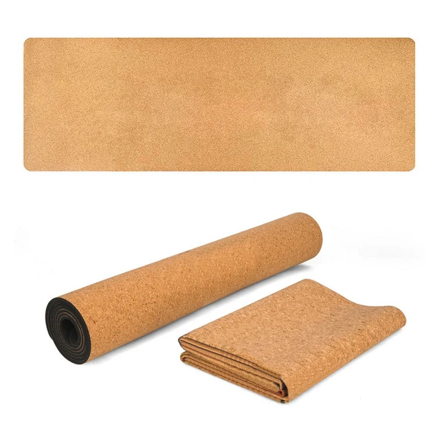 Jusenda 5mm Natural Cork TPE Yoga Mat 183*61cm Fitness Mats Gym Pilates Pad  Training Exercise Sport Mat With Position Body Line