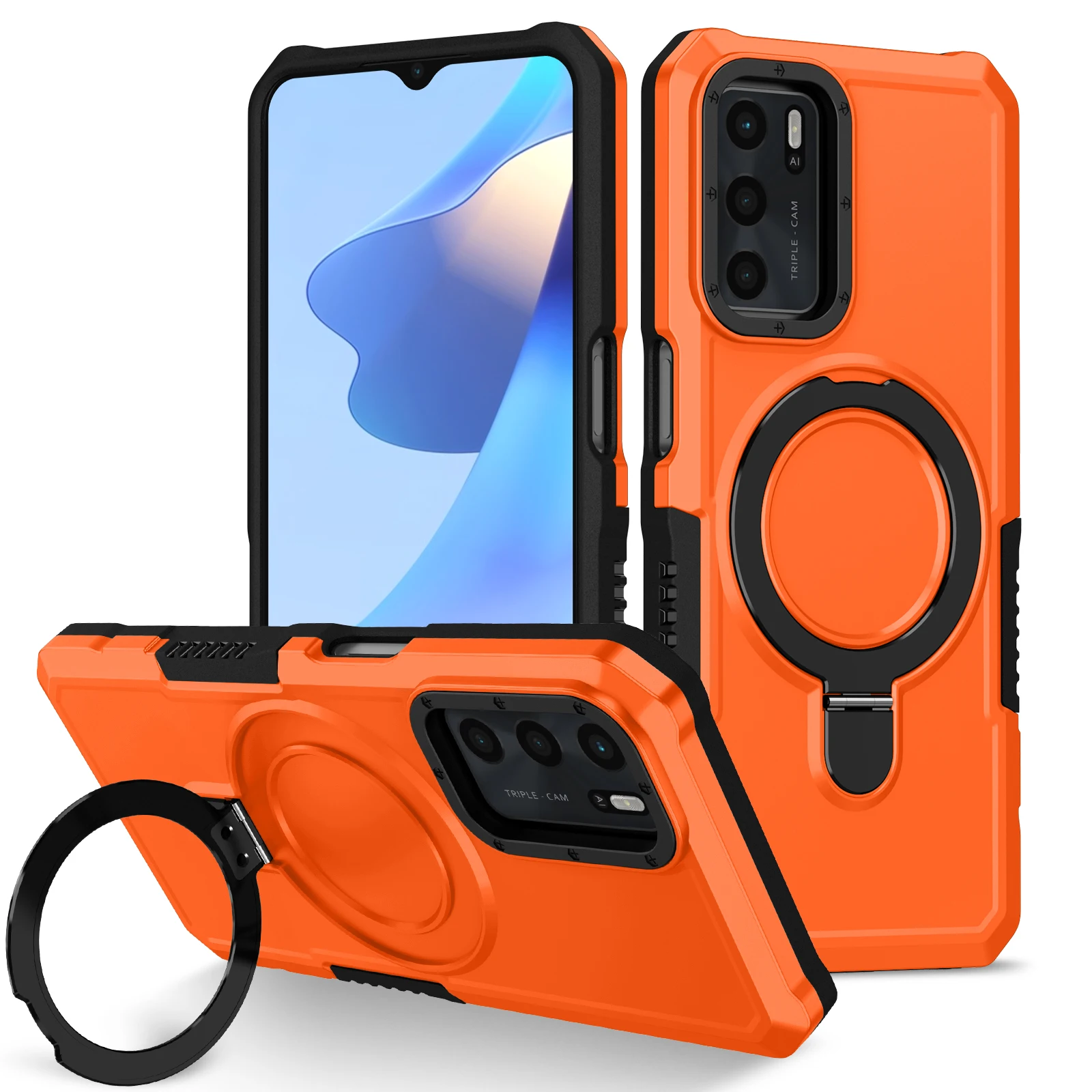 Shockproof Armor Ring Stand Case with Enhanced Durability and Versatile Design