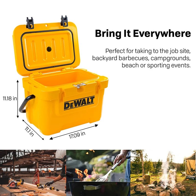 Dewalt dxc10qt 10qt/10l成形されたランチクーラー ボックスは、キャンプ、スポーツ、アウトドアアクティビティのための頑丈なチェストケースをタフにします