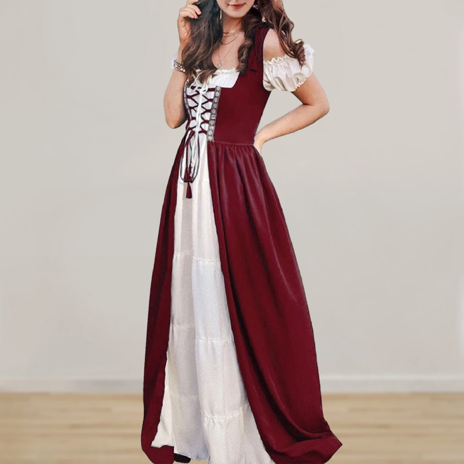 

Women Chemise Irish Dress Renaissance Irish Fairy Dresses Medieval Retro Princess Dress Lace Up Adult Party Cosplay Clothes