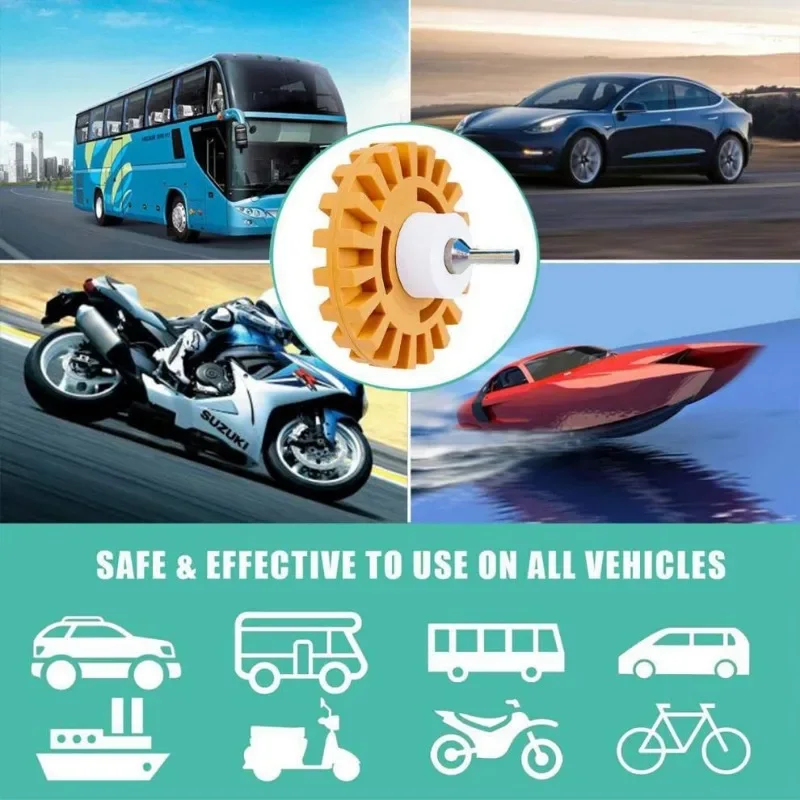 Car Eraser Wheel Adhesive Remover Rubber Wheel Smooth Power Drill Adapter Paint Repair Rubber Vinyl Decals Removal Tool