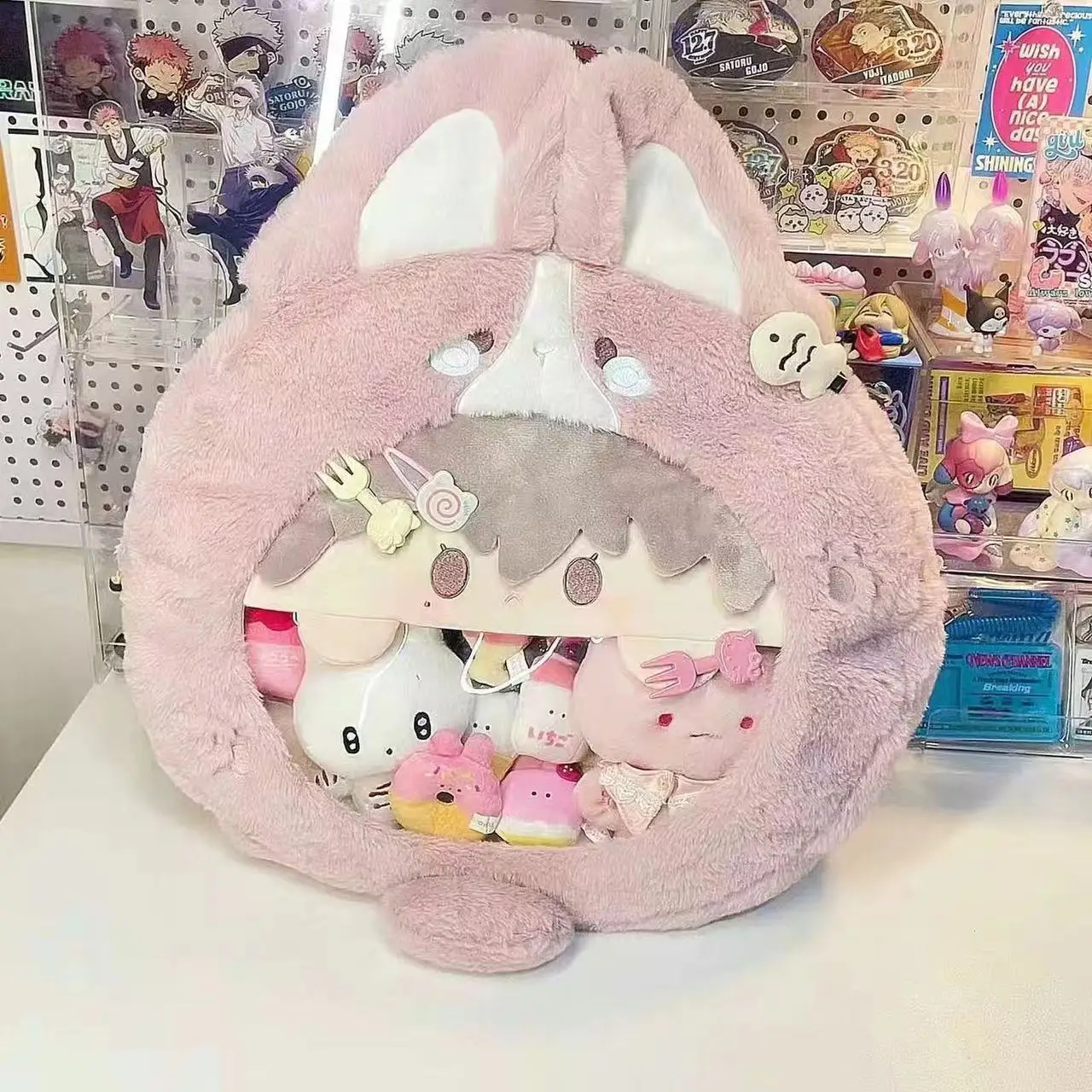 

Плюшевый Рюкзак для косплея YuanJi Kawaii из аниме игры «Зонт царства», мягкий прозрачный рюкзак для девочек в стиле "Лолита", подарочные сумки