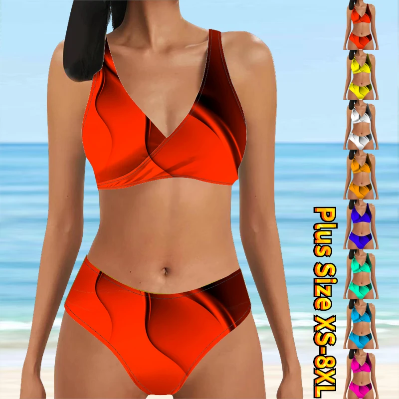 

2023 Female Summer Swimsuit Women Sexy Bikini Two Piece Bikini Set Beachwear Swim Suit Printing Swimwear Bathing Suit XS-8XL