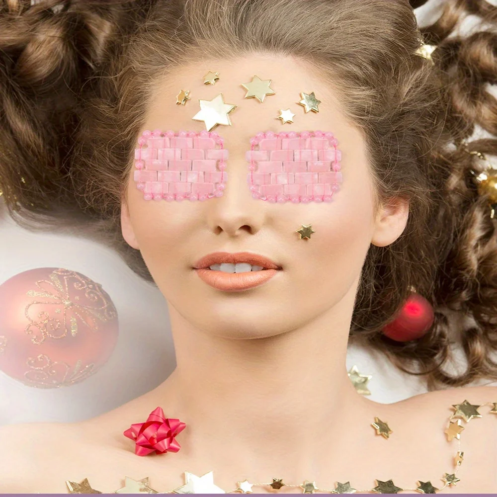 Rose Quartz Eye Mask Eye Mask Natural Quartz Mask for Eliminate Wrinkles Puffiness Face Massage Relax Eyes Relieve Migraine