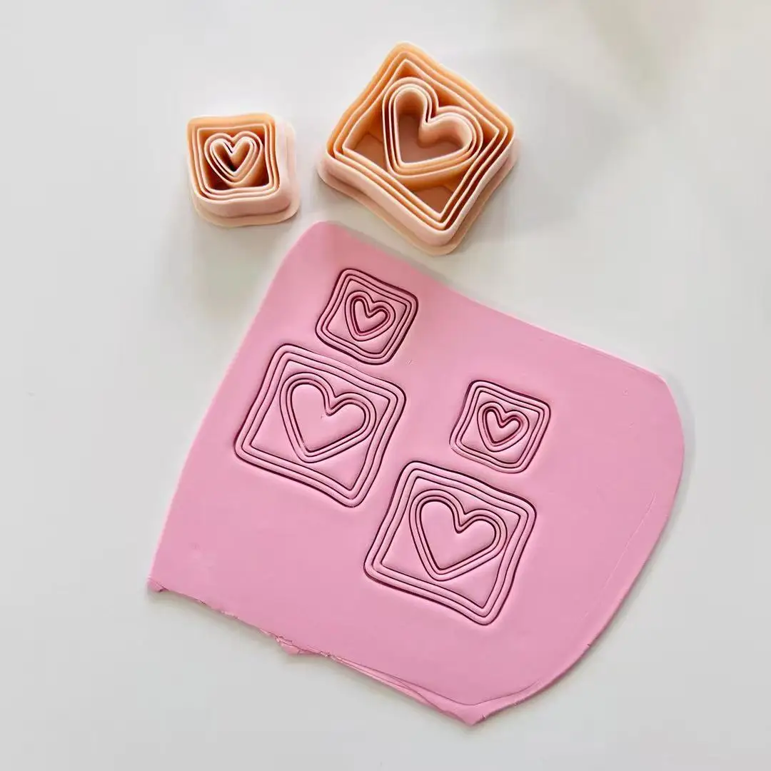 하트/리본 폴리머 클레이 커터 발렌타인 데이 파티 선물 DIY 귀걸이 펜던트 쥬얼리 제작 클레이 몰드 도예 도구