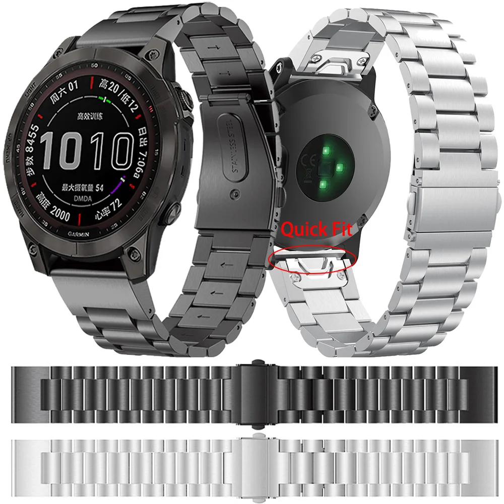 

Quick Fit 22 26mm Stainless Steel Strap For Garmin Enduro 2/Fenix 7 7X 6 6X 5X Puls 3 HR/Epix/Mk2/instinct 955 S62 Band Bracelet