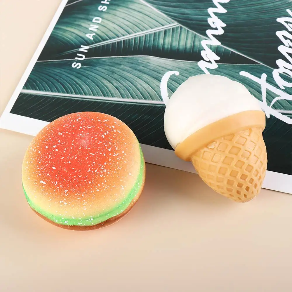 Ice-cream Hamburger Squeeze Toy Sensory Toy TPR Simulation Food Fidget Toy Silicone Fidget Toy Pinch Decompression Toy