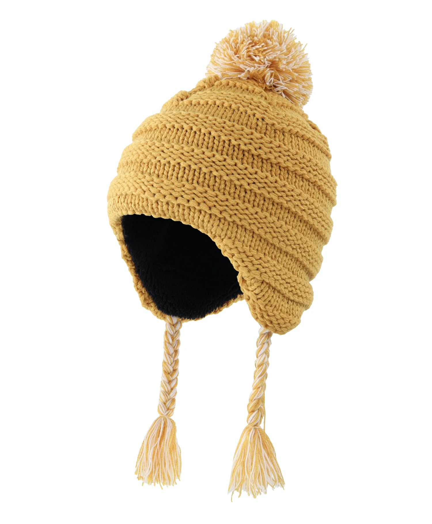 

ConnectyleToddler Girls Boys Skull Hat Soft Thick Knitted Sherpa Lined Earflap Kids Hat With Big Pom-Pom Winter Outdoor Warm Cap