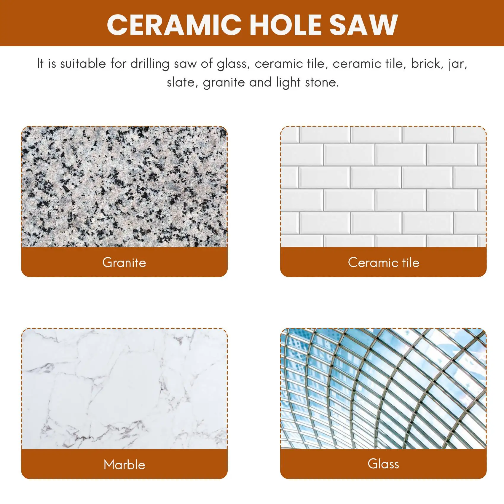 

Набор сверл с алмазным покрытием для плитки, стекла, керамики, фарфора, мрамора, 50 шт.