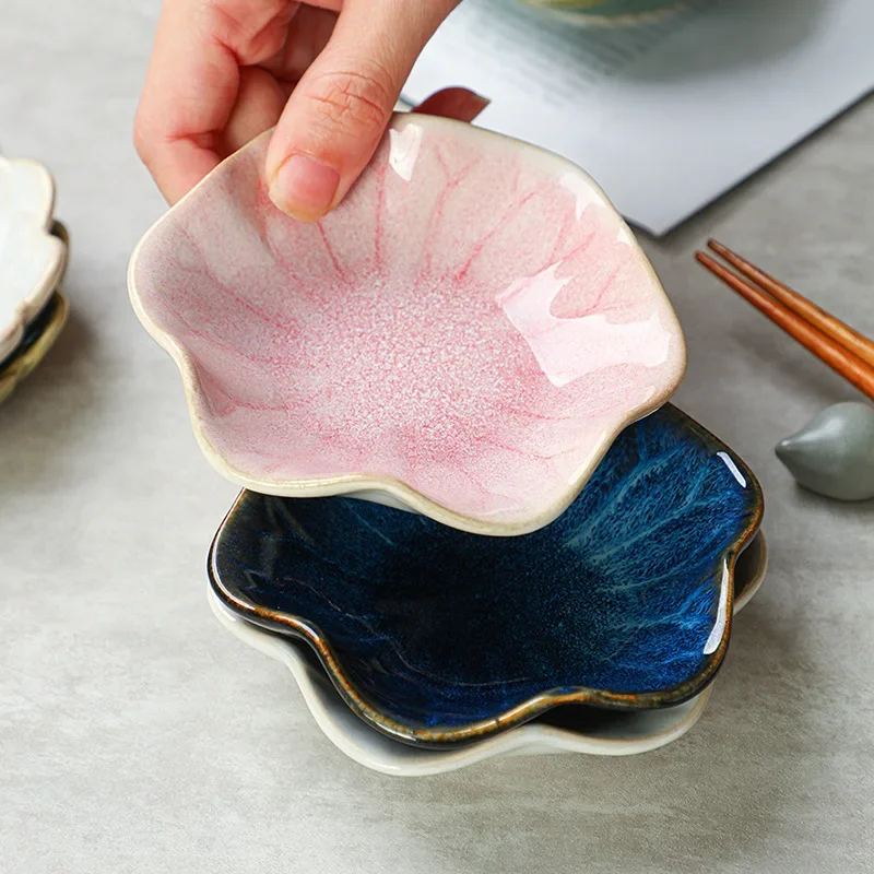 Japanese Ceramic Dipping Dish - Retro Kiln Glaze Sushi  Soy Sauce Plate