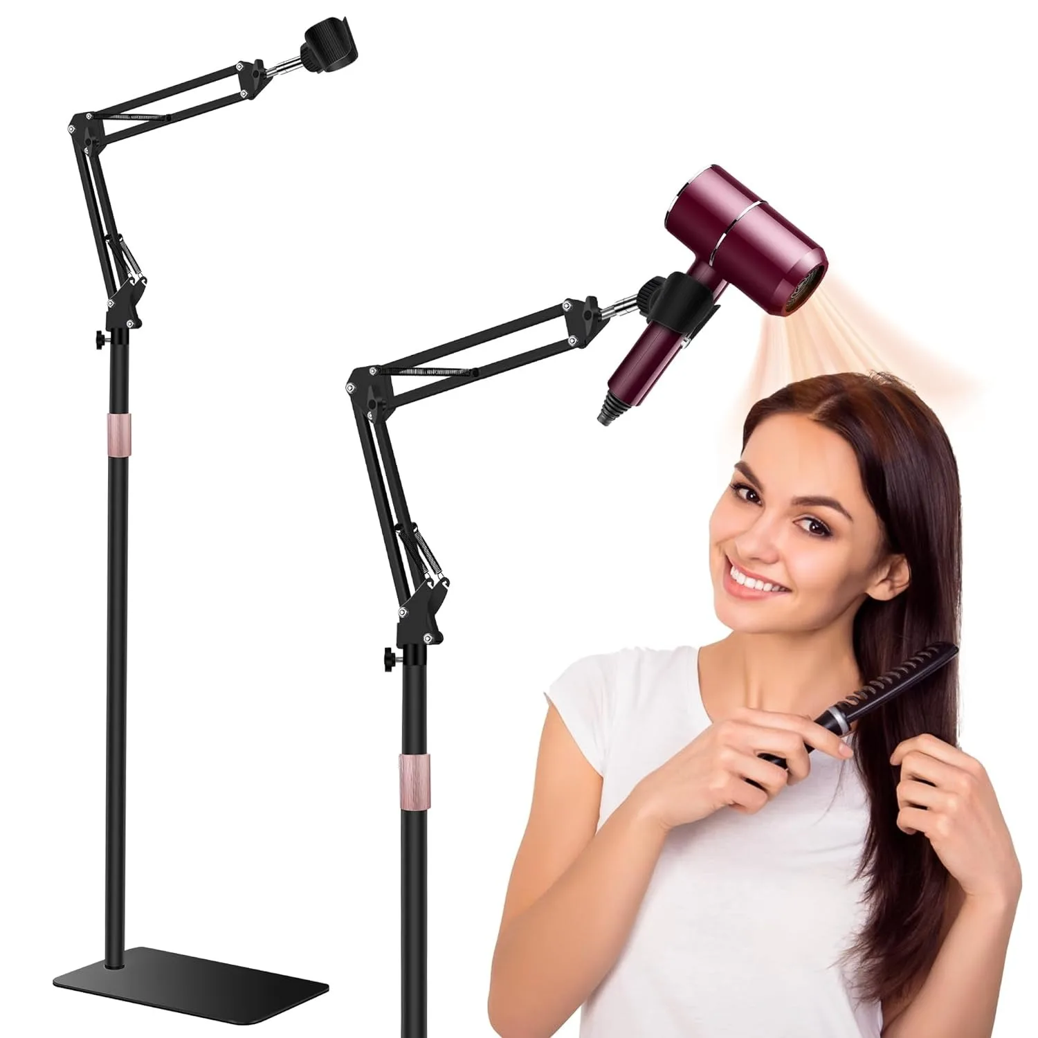 Lazy Hair Dryer Stand Adjustable Height Angle with Heavy Base Styling Tool Floor Bracket for Pet Grooming Dog Cat Grooming Home hair dryer holder