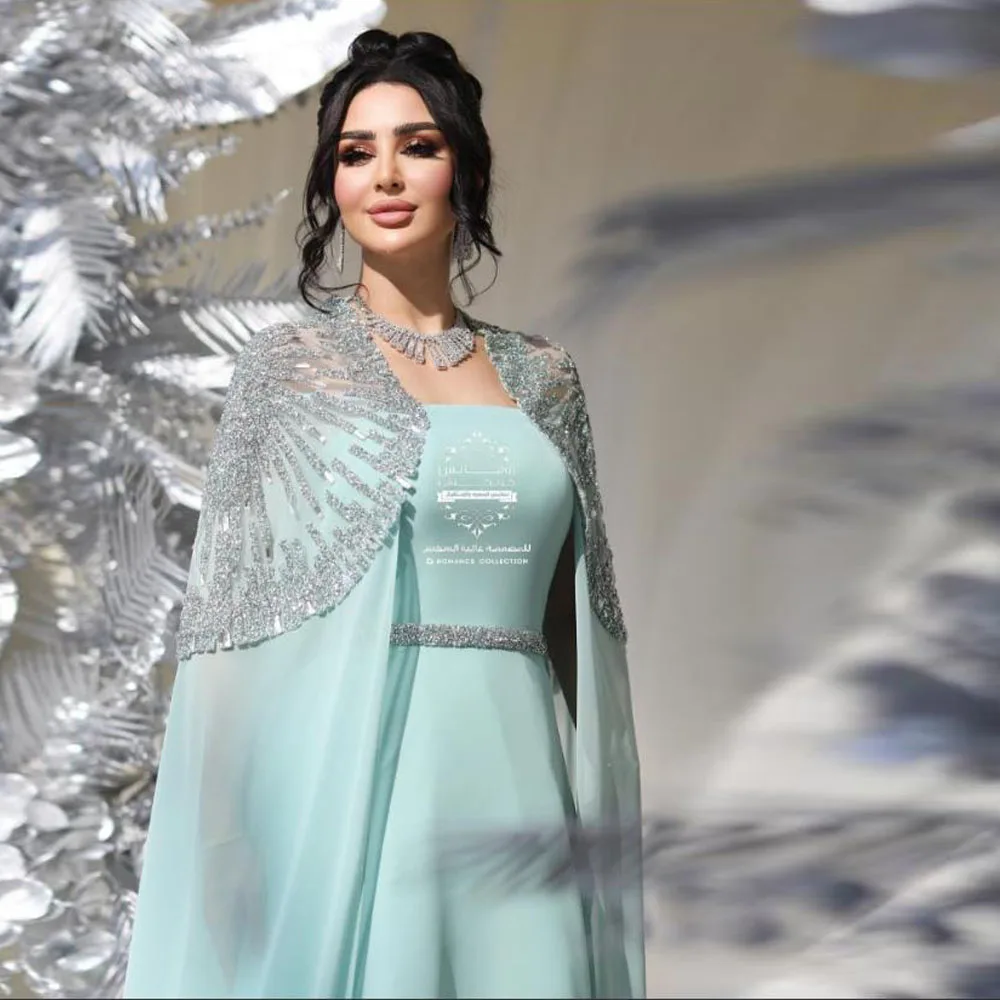 فساتين سهرة مطرزة بالخرز مع Shalw Crystal Cape Dub...