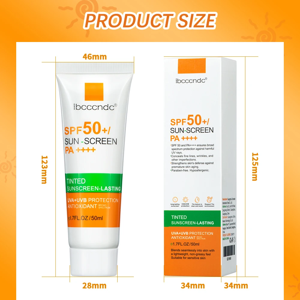 UV Daily SPF 50 Tinted Sunscreen Moisturizer Face Lotion Hyaluronic Acid Broad Spectrum Hydrating Non Greasy 50g