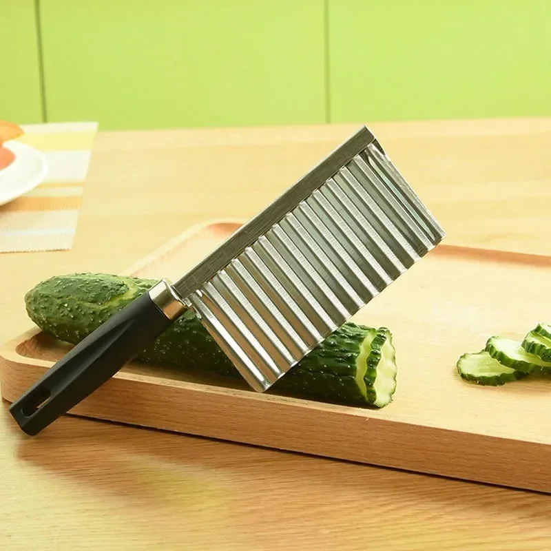 Vegetable Slicer Stainless Steel Wavy Knife Potato Chip Slicer Dough Vegetable Fruit Chopper French Fry Maker