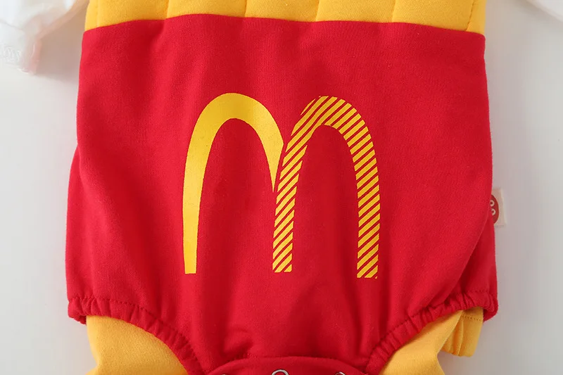 0-3T Ins Baby Romper with Hat Boys Girls French Fries Onesie M Cartoon Newborn Infants Cotton Clothes Baby's Photography Outfit 5