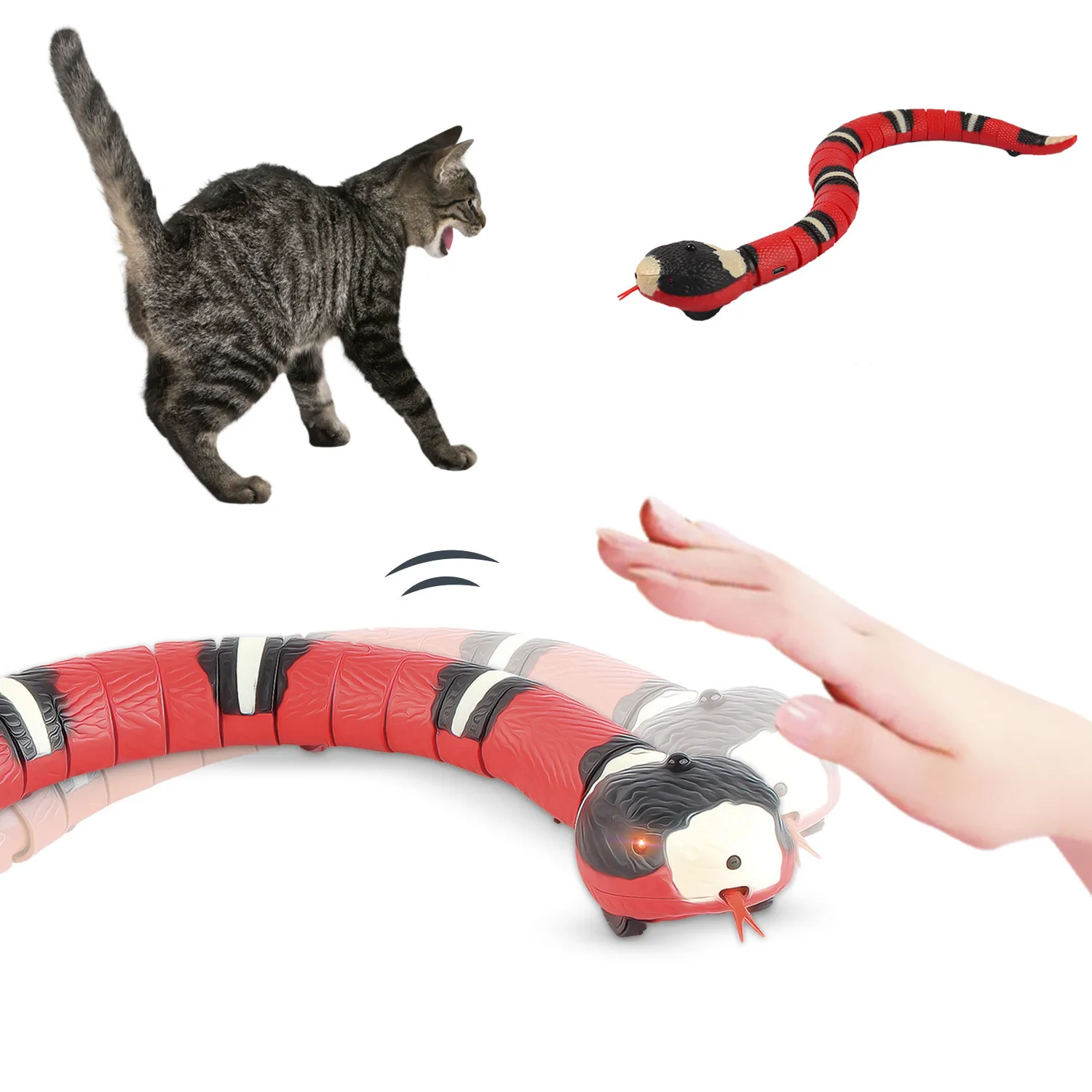 Smart Sensing Interactieve Kat Speelgoed Automatische Elektronika Snake Kat Teasering Play Usb Oplaadbare Kitten Speelgoed Voor Katten Honden Huisdier