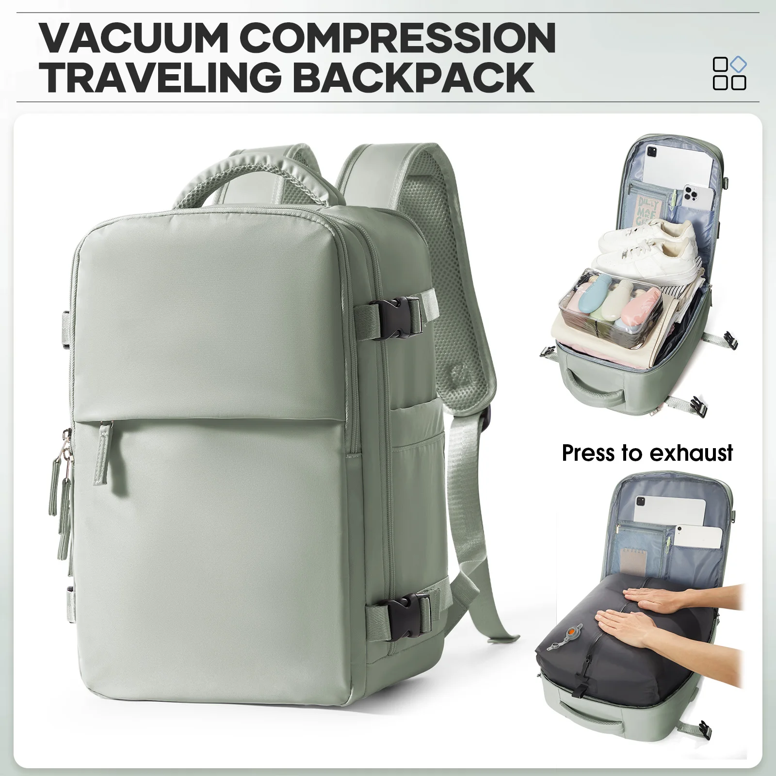 حقيبة ظهر مضغوطة ذات سعة كبيرة وخفيفة الوزن للمشي...