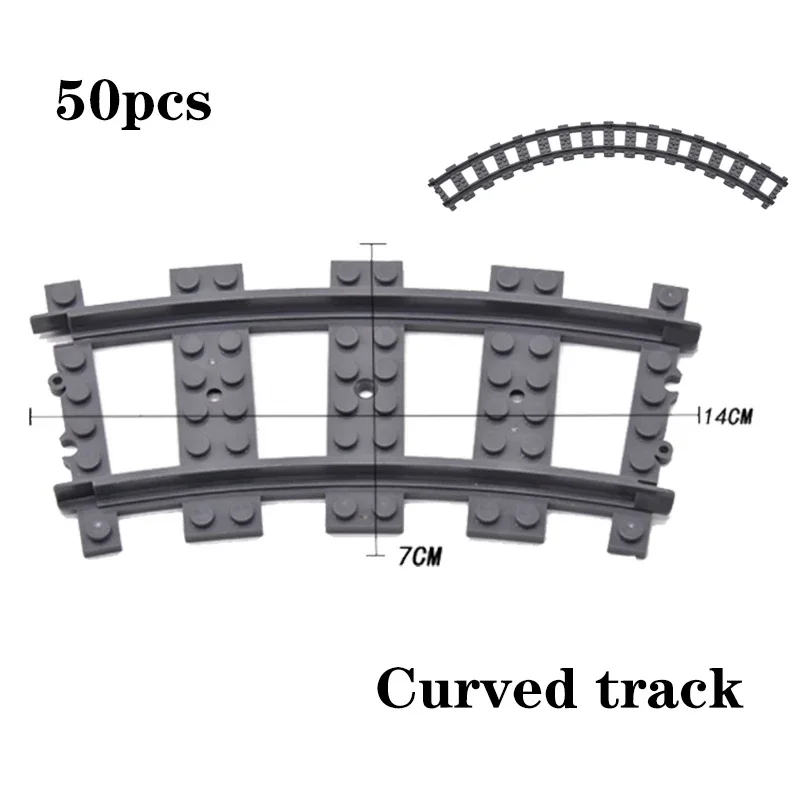 City Train Railway Building Blocks Set - Tracks, Station, and Buffer Stop Bricks Collection