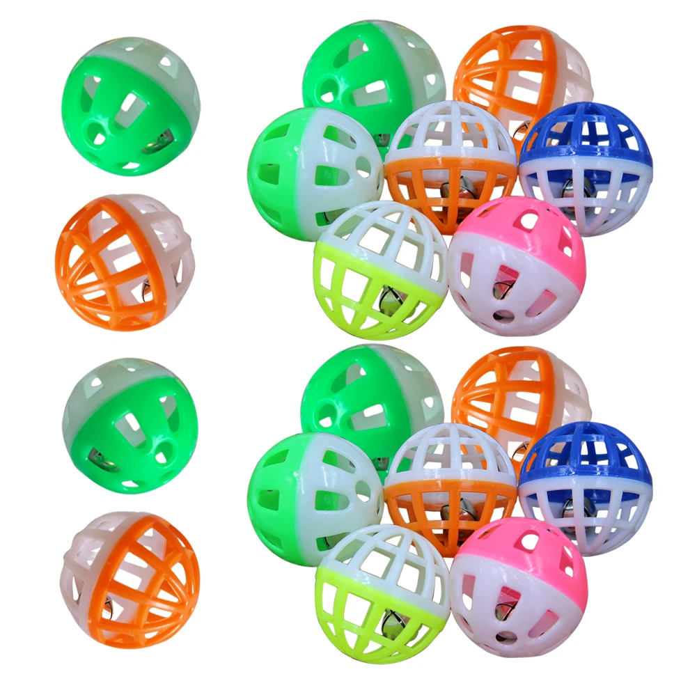 Colourful 18Pcs/Set 4cm Plastic Pet Cat Kitten Play Balls With Jingle Bell Pounce Chase Rattle Toy For Cat Pet Supplies